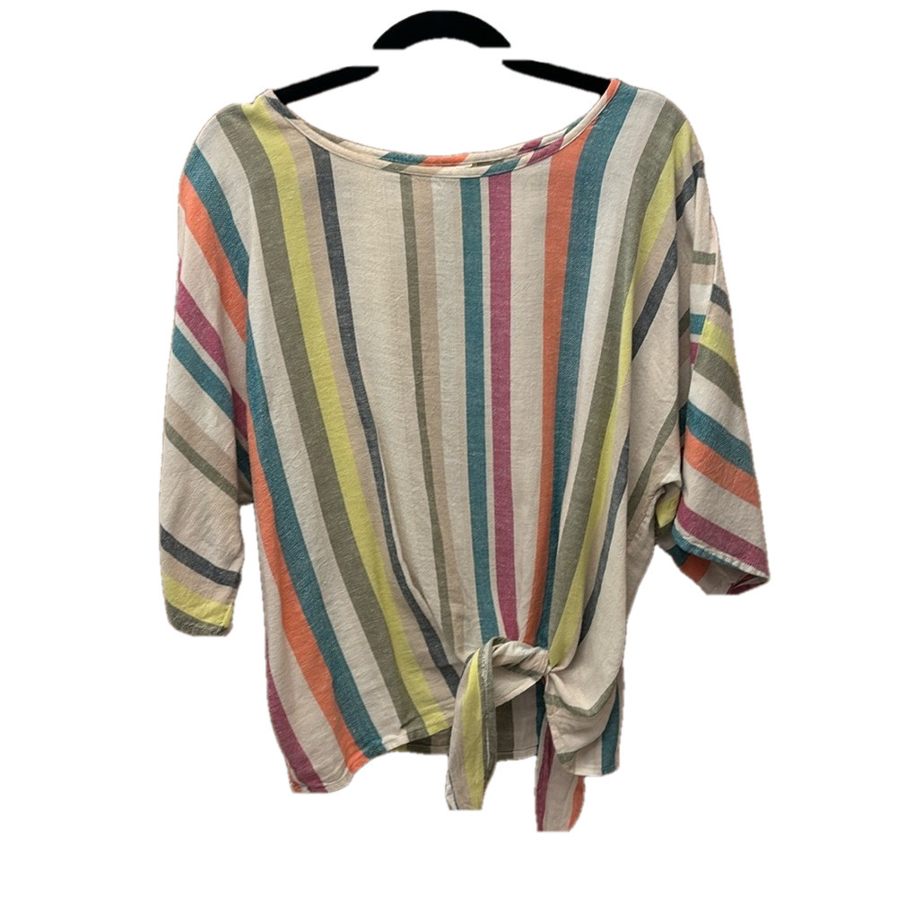 Striped summer casual shirt neon stripes preppy